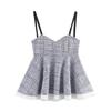 2025 Spring/Summer Women's Patchwork Spaghetti Strap Slimming Wavy Hem Top