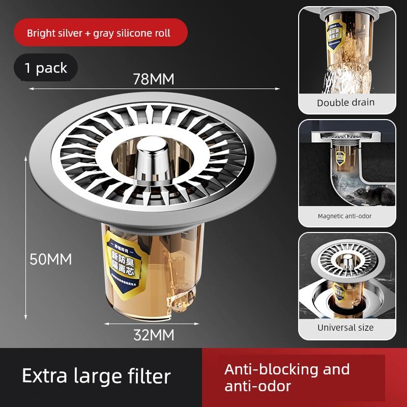 German Quality Floor Drain Deodorizer, Universal for Bathrooms, Internal Core Sealing Cover, Anti-Insect, Anti-Odor Device for Sewer Pipes
