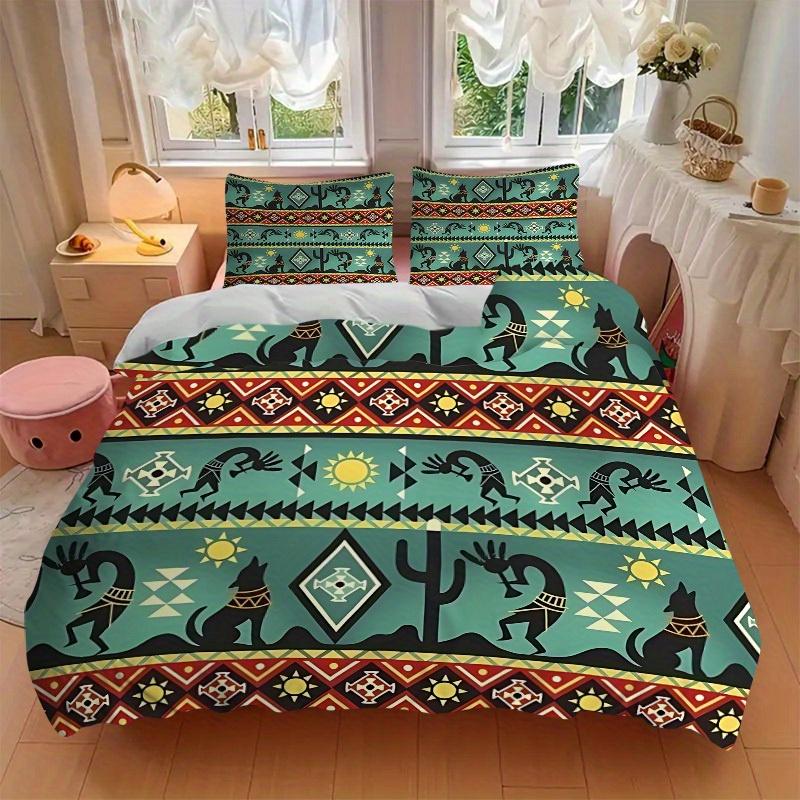 3pcs Navajo Pattern Soft Comfortable Bedding Set, For Bedroom, Guest Room And Dorm, All - Season Use, High-Definition Printing148