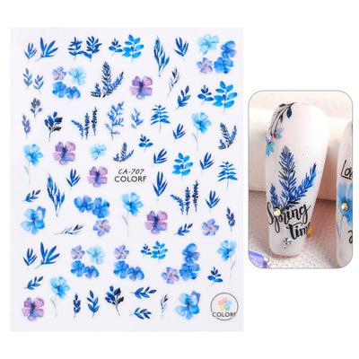1Pc Nail Stickers Spring Summer Flowers Green Leaves Simulation Dragonfly Nail Art Decoration Water Slides Decals Transfer Foils