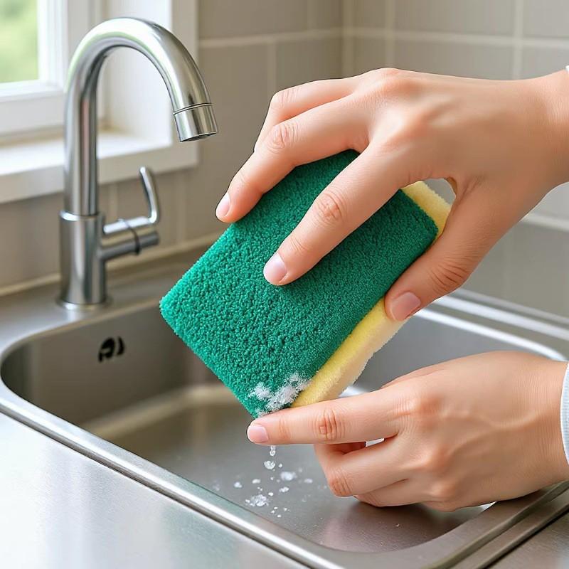 Dishwashing Sponge Scrubber Kitchen Sink Heavy Duty Cleaning Block Pots Plates Utensils