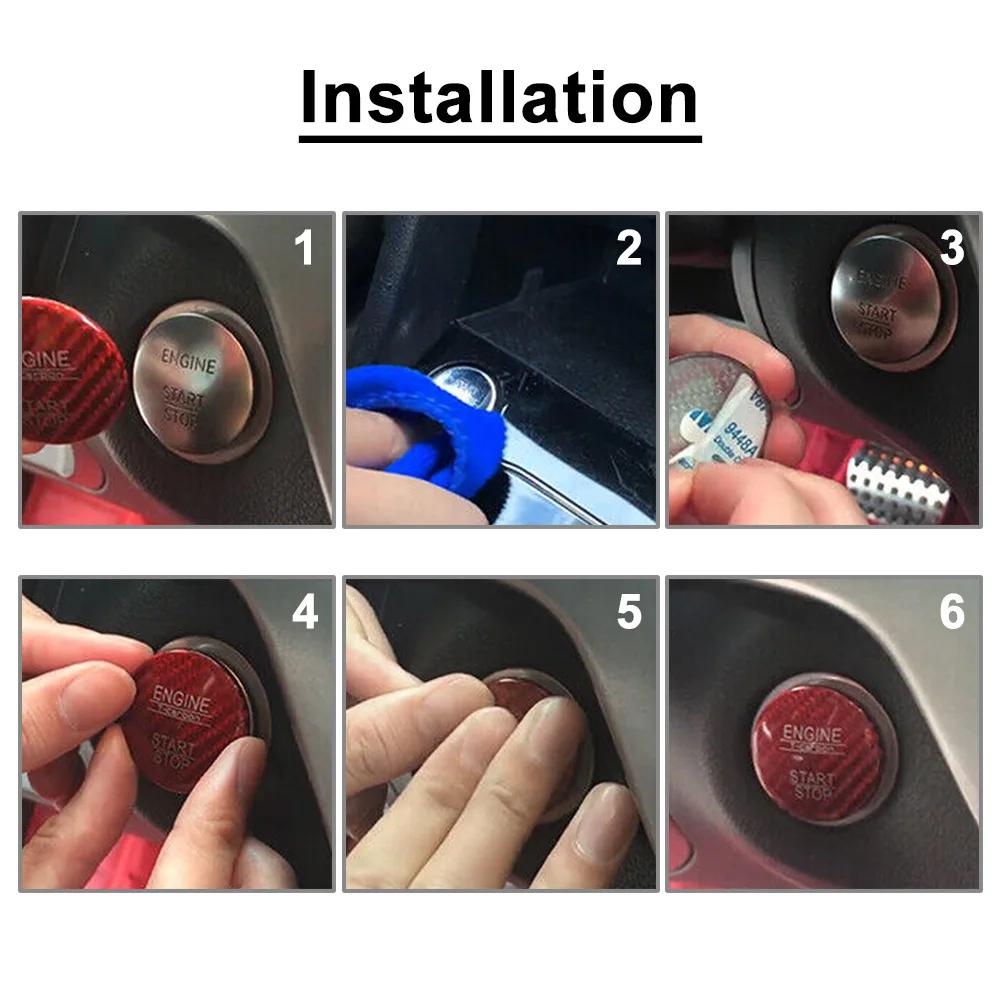 Real Dry Carbon Fiber For Cadillac XT4 XT6 CT5 Corvette C8 GMC Sierra Yukon XL Engine Start Stop Button Trim Decoration Interior