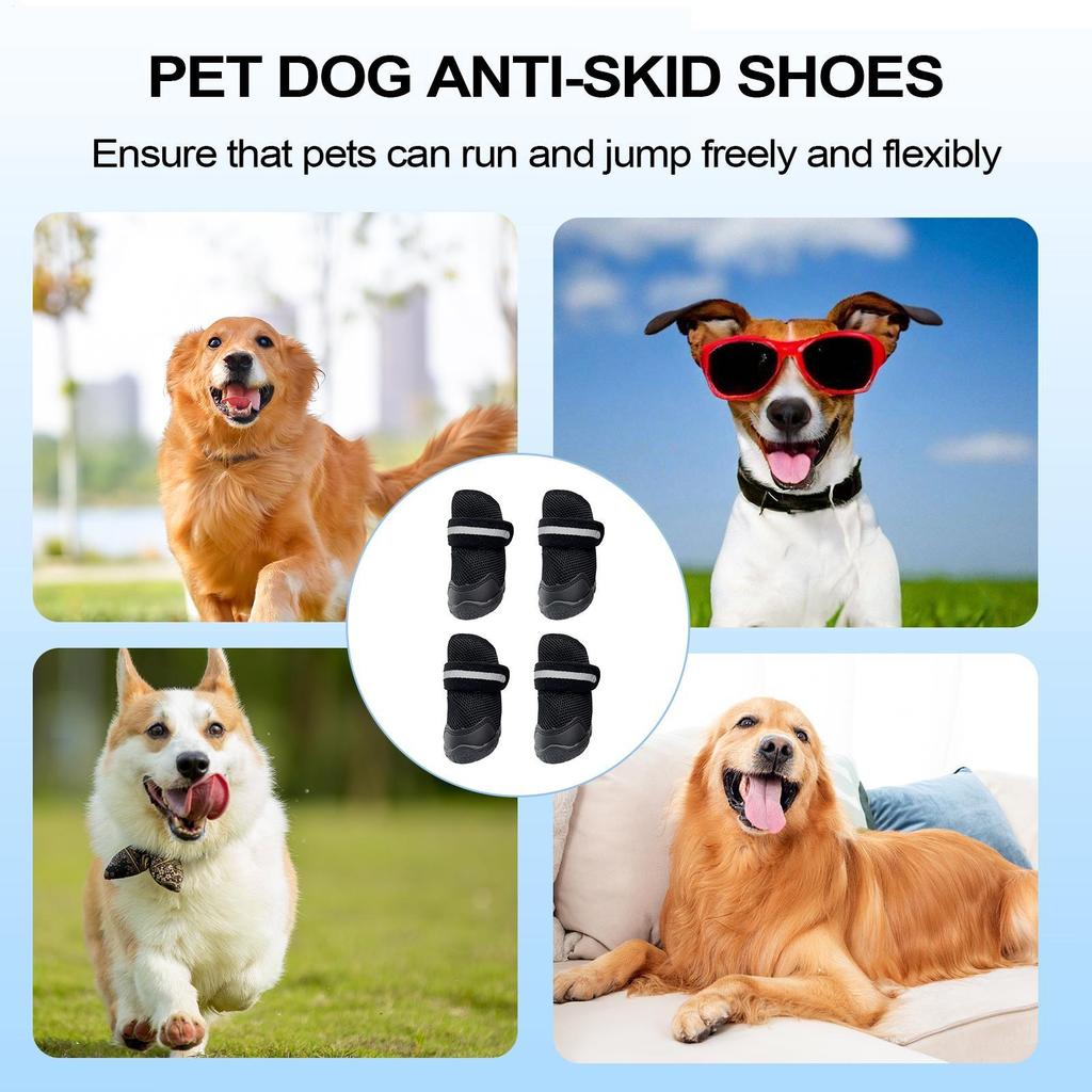 Shoes For Dog Elastic Breathable Anti-Slip Booties Reflective Dog Booties For Puppy Pet Walking Camping Hiking Outside Floors