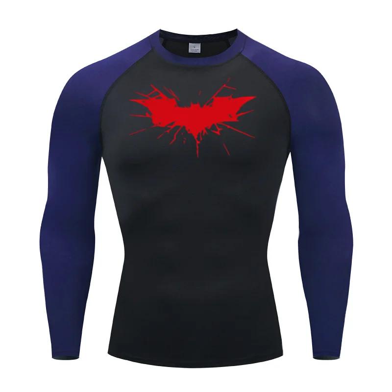Men's Print Long Sleeve Compression Shirts Gym Workout Rash Guard Athletic Fitness Running Baselayer Undershirts Tops Sportswear