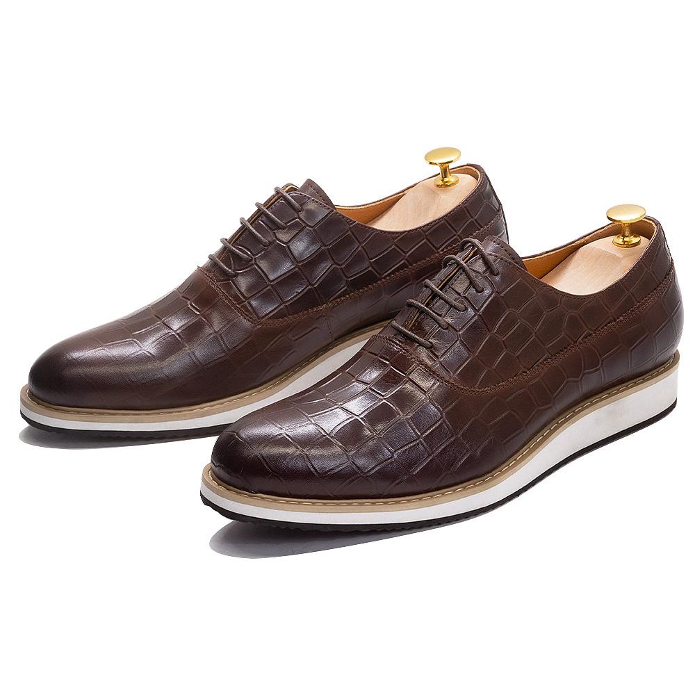 

Высококачественная обувь из натуральной кожи с узором под змею, повседневная мужская обувь на шнуровке, нескользящая износостойкая подошва, удобная банкетная обувь 39 кофейный