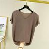Nuovo due pezzi estivo in seta ghiacciata: Top a maniche corte con scollo a V e pantaloni casual drappeggiati a gamba larga