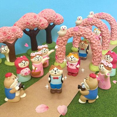 Handmade Cute Japanese Zakka Cat & Cherry Blossom Resin Ornaments