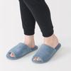 MUJI Washable Cotton Terry Open Size M 76410287 Slippers, Toe, (22.5-25cm), Blue,