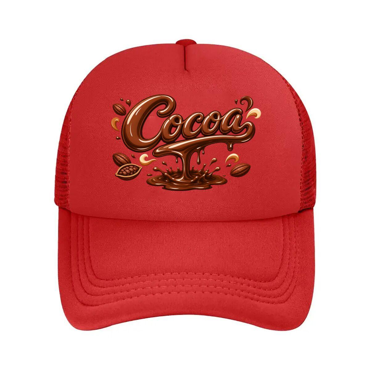 Velvety Cocoa Drip Lettering Emblem  Mesh Baseball Cap Hip Hop Adjustable