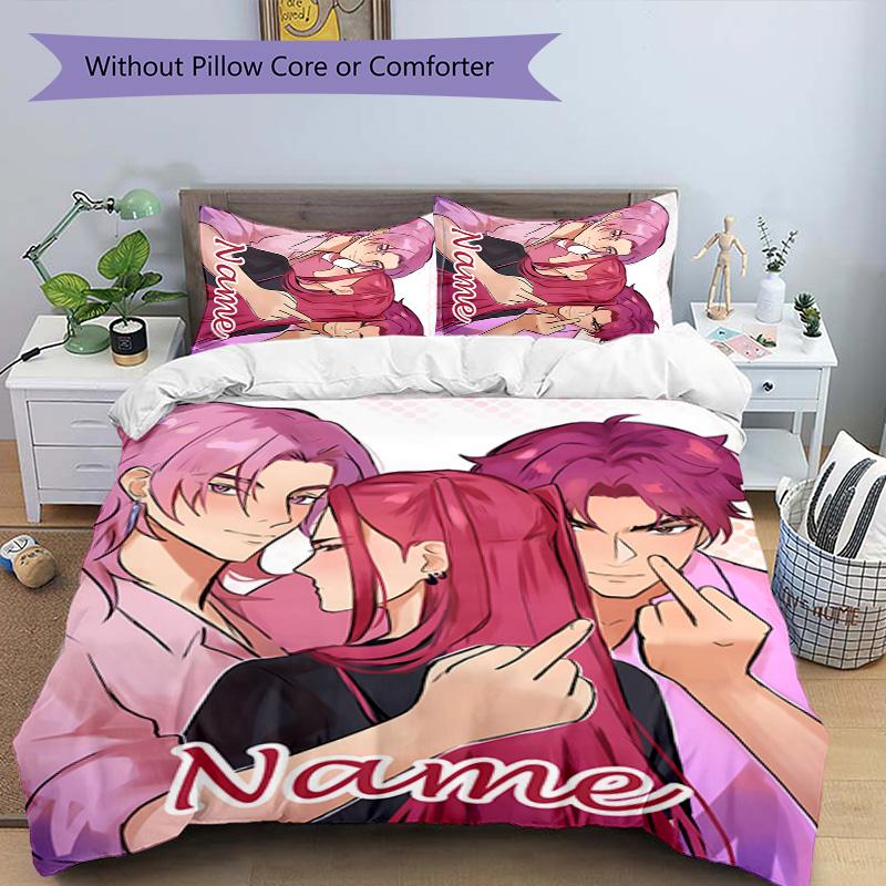 3pcs KPop Demon Hunters16 Cover Set - Personalized Name, HD Printed Bedding with 1 Cover and 2 Pillowcases - Perfect for Home Decor, Easy Care