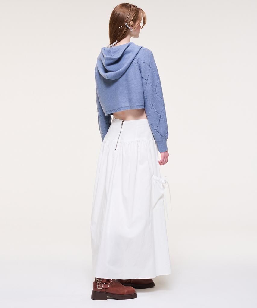 Etmont Shirring Pocket Long Skirt, Ivory