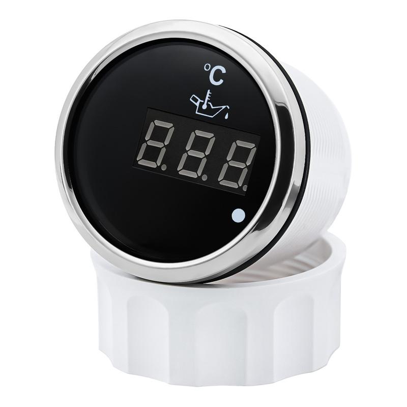 Red Light 52mm Oil Temperature Gauge+Sensor with Alarm Digital 50~150 Celsius Oil Temp Meter for Marine Boat Car 12V24V Custom