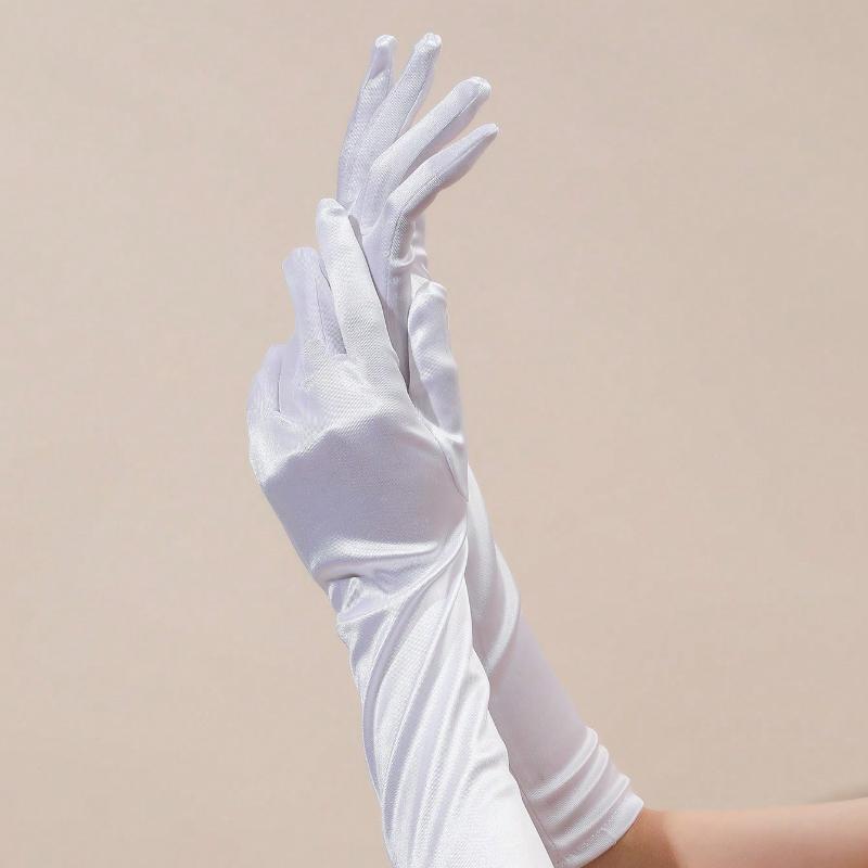 1 Pair Stretchy Satin Women Sexy Gloves, Suitable For Evenings, Galas, Performances, Wedding And Party Outfits