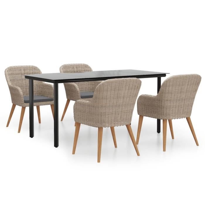 3156722 vidaXL Garden Dining Furniture and Cushions 5 Pcs Brown