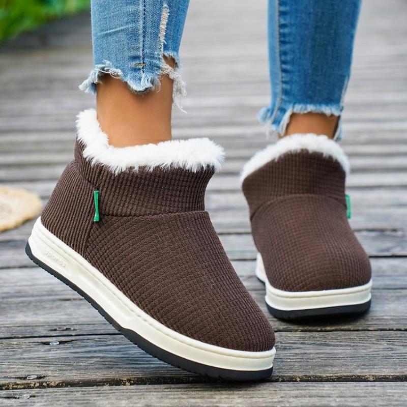 Winter Cotton Shoes Snow Boots Warm Plus Fleece Thickened Wear-Resistant Home Flat Non-Slip Women's Shoes