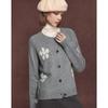 Women's French Style Wool Blend Jacquard Knit Cardigan