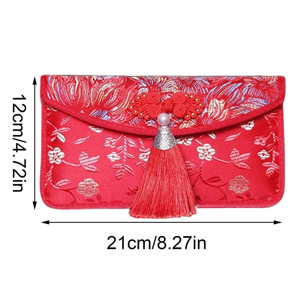 Chinese Brocade Red Envelope Packets Traditional Chinese Red Envelopes With Tassels For Spring Festival Weddings Birthdays
