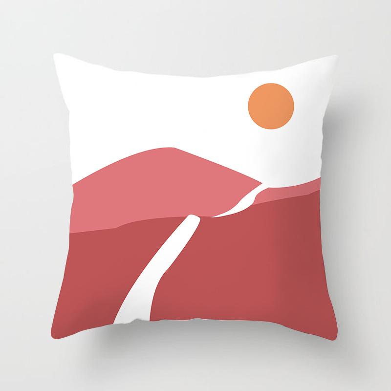 Nordic Ins Style Small Fresh Pillowcase Abstract Plant Flower Scenery Sunset Car Sofa Cushion Cushion Cover