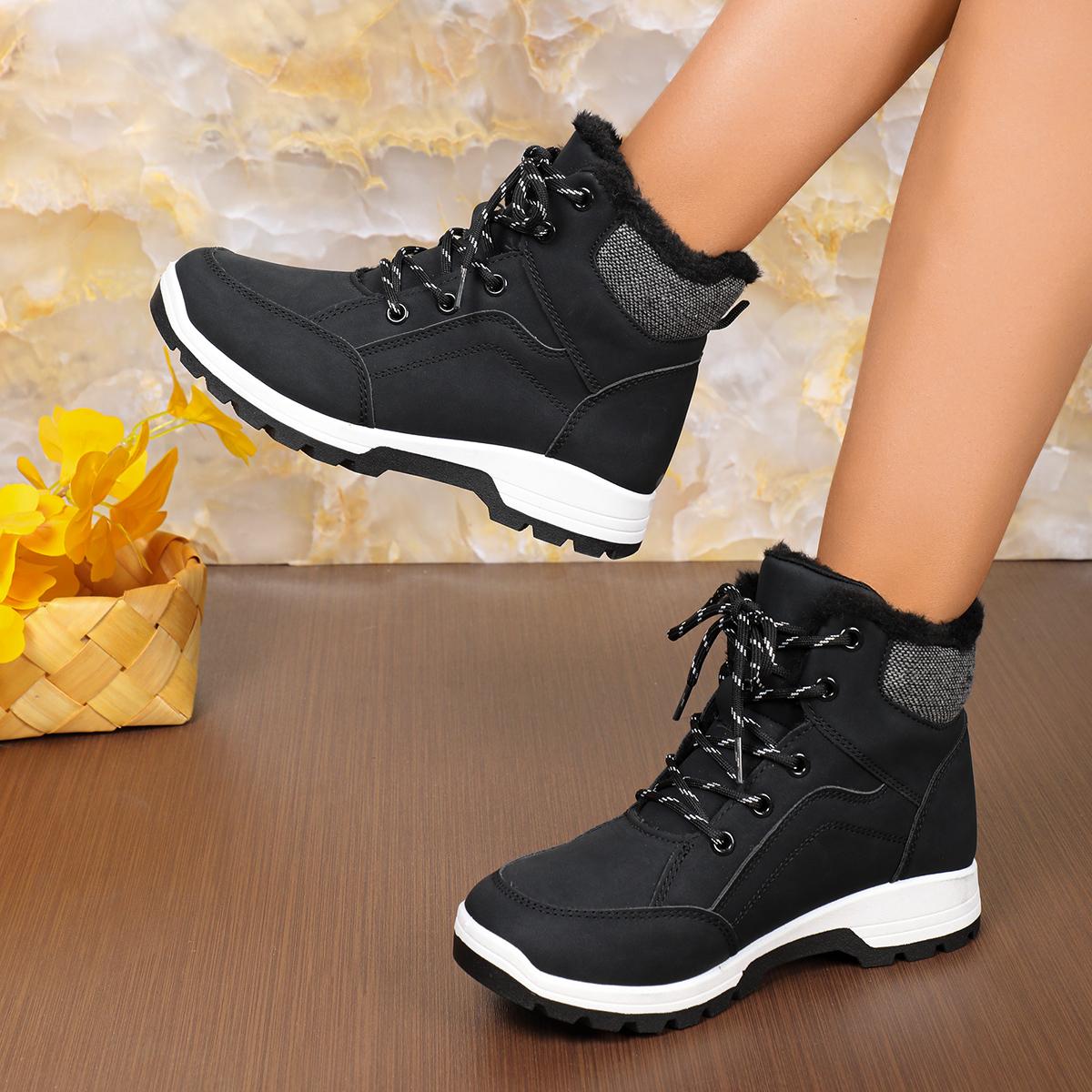 

Женские зимние ботинки, новые зимние ботинки на платформе, нескользящие ботинки, женские меховые, теплые, водонепроницаемые, модная обувь для женщин, Zapatos De Mujer 41 чёрный