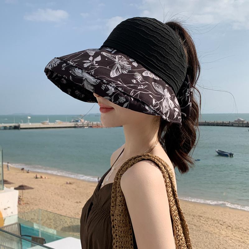 

Летний солнцезащитный козырек детский с открытым верхом вязаный с широкими полями солнцезащитная шляпа защита от УФ лучей летний складной One Size