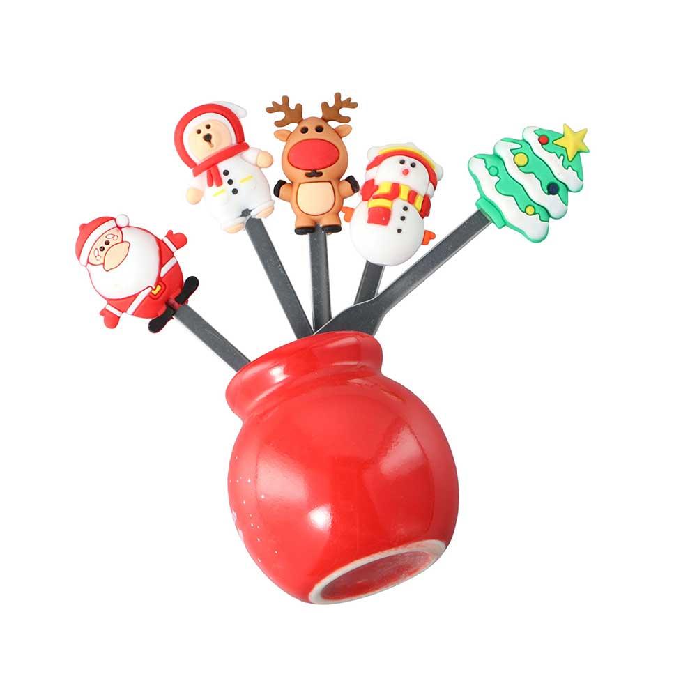 Ornaments New Year Table Accessories Vegetable Fork Christmas Decorations Christmas Fruit Fork