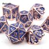 7 Pcs Dark Blue Skull Metal Dice Solid Metal Polyhedral Dice Set Suitable for Role-Playing RPG Board Game Card Game