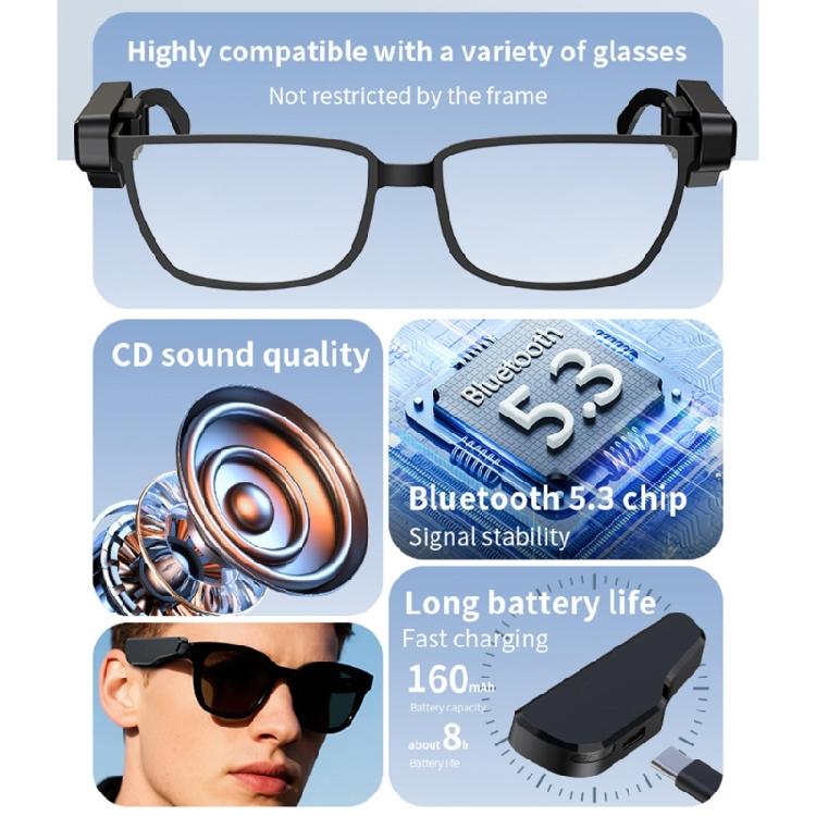 Bluetooth-fähige Ohrhörer für Brillen Einfache Installation Geräuschunterdrückung Tragbar Flexible Anpassung