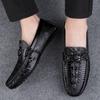 Spring Summer Mens Slip On Shoes Casual Leather Men Loafers Moccasins Driving Shoes Crocodile Pattern Man Walking Flats