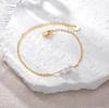 Pulseira de Pérolas de Água Doce Dourada com Contas da Moda para Mulheres Pérolas Naturais com Pulseira de Corrente de Elo Pulseiras Joias com Pingentes