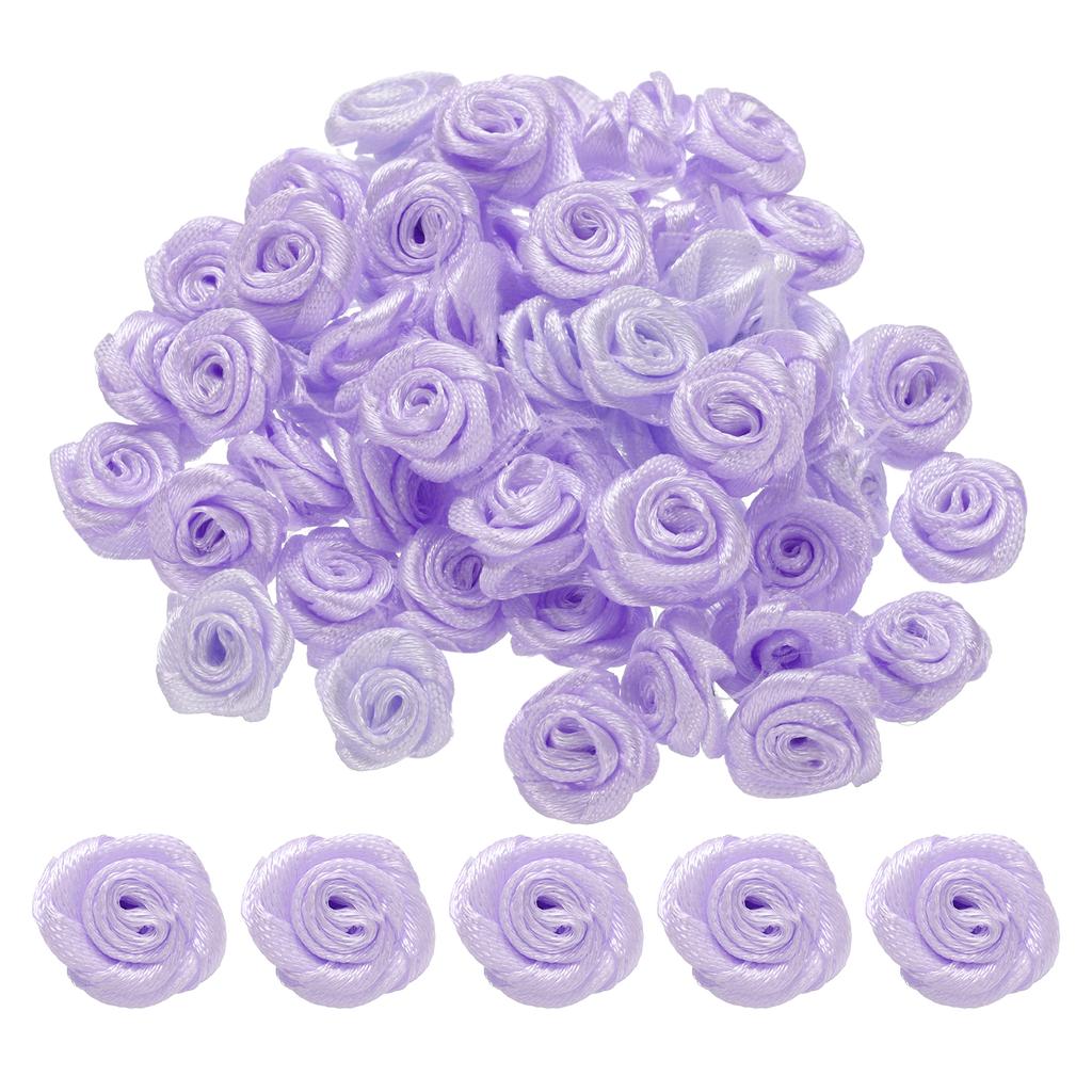 100 Stück 1,5 cm Mini Satinband Rosen Handgefertigt Gerollte Rosettenblume für DIY Bastelzubehör Nähen Verpackungsdekoration