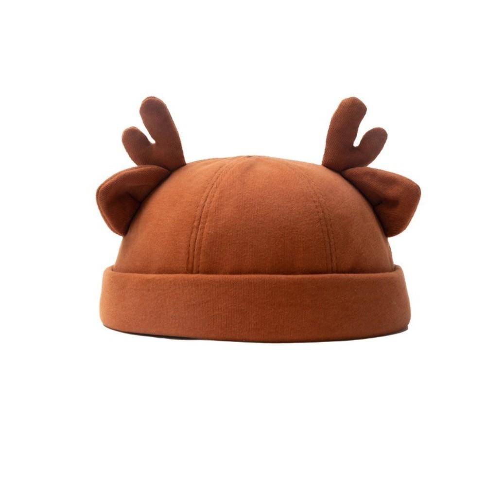 Fashion Cotton Melon Skin Hat Deer Ear Solid Color Beanie Hat Brimless Adjustable Landlord Hat Outdoor верблюд
