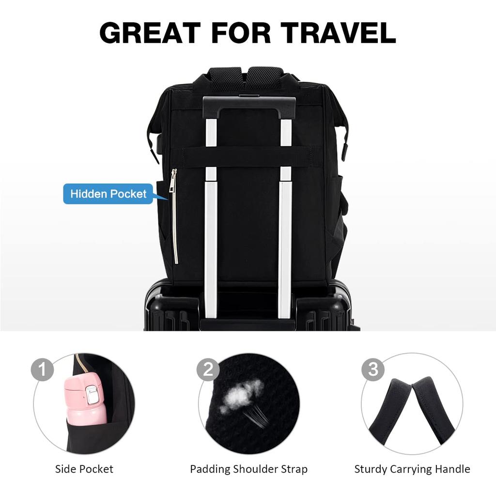 OIWAS Women's Backpack, 20L Waterproof, Multifunctional, for Commuting, Black