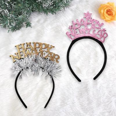 Sequin 2026 New Year Headband Star/Crown Party Decoration Christmas New Year Headpiece Headwear Creative Glitter Hair Hoop