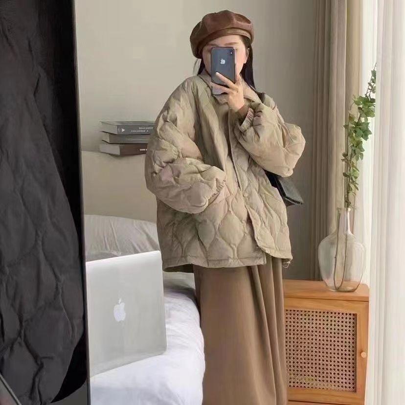 

Японская студенческая женская ретро синяя куртка-рабочая одежда из теплого хлопка с воротником поло L