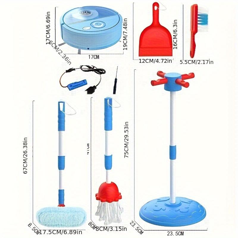 

Детский набор для уборки для малышей, ролевая игра, обучающий набор с детским пылесосом, роботом-подметальщиком, шваброй, щеткой, совком