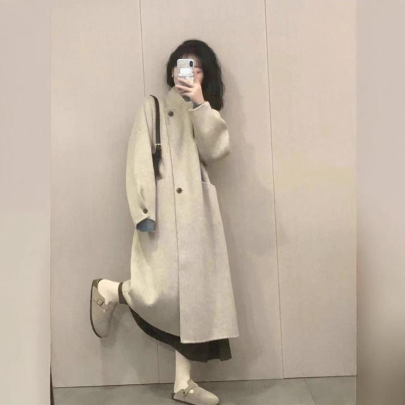 Woolen Coat Women's Autumn and Winter New Woolen Coat High-end Small Lazy Wind Medium and Long