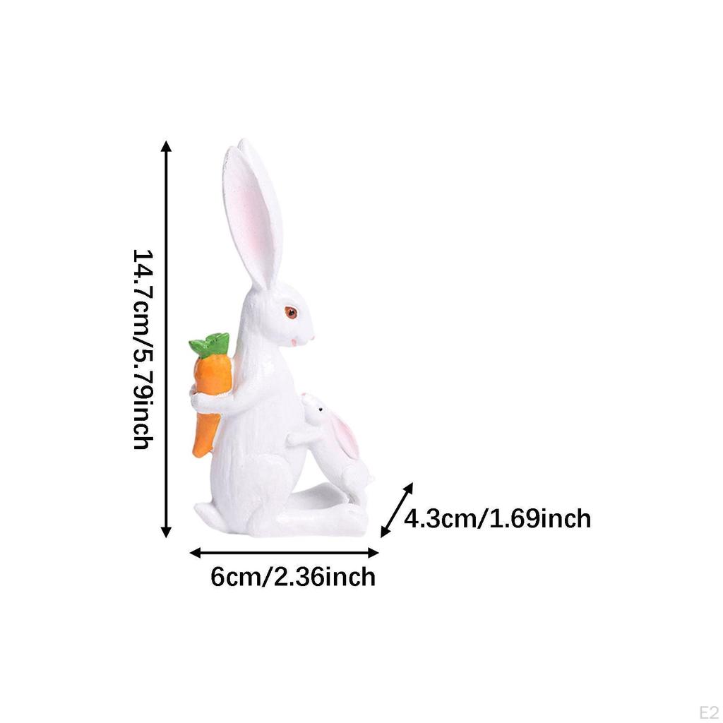 Mom Figurine Adorable Bunny Statue Tabletop Ornament Easter Cute Decorations Resin for Desk Living