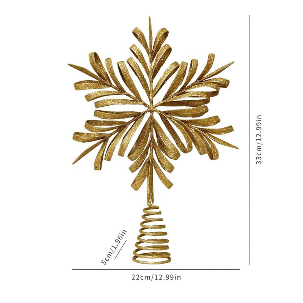 2026 Christmas Tree Topper Star Iron Carving 3D Snowflake Christmas Tree Star Topper Metal Ornaments Display Holiday Decorations