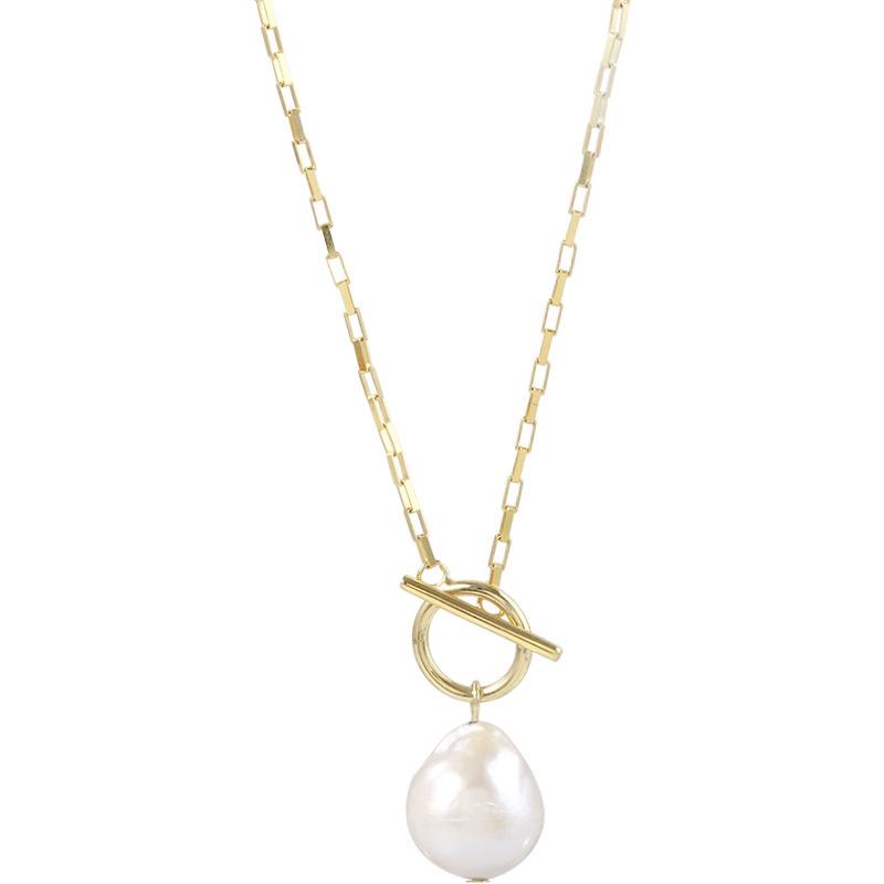 Irregular Freshwater Pearl OT Clasp Necklace - Fashionable Retro Design