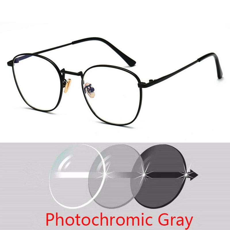 -1 -1.5 -2 -2.5 -3 -3.5 To -6.0 anti Blue Light Myopia Glasses Women Men Retro Metal Big Frame Square Students Myopia Glasses