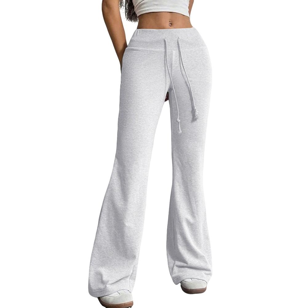 Women Drawstring High-Waisted Casual Flared Trousers M