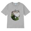 Funny Watermelon Cat Silly Cat Meme printed T Shirt 2025 New Men Women Oversized short sleeve T-shirts Unisex 100% Cotton Tops