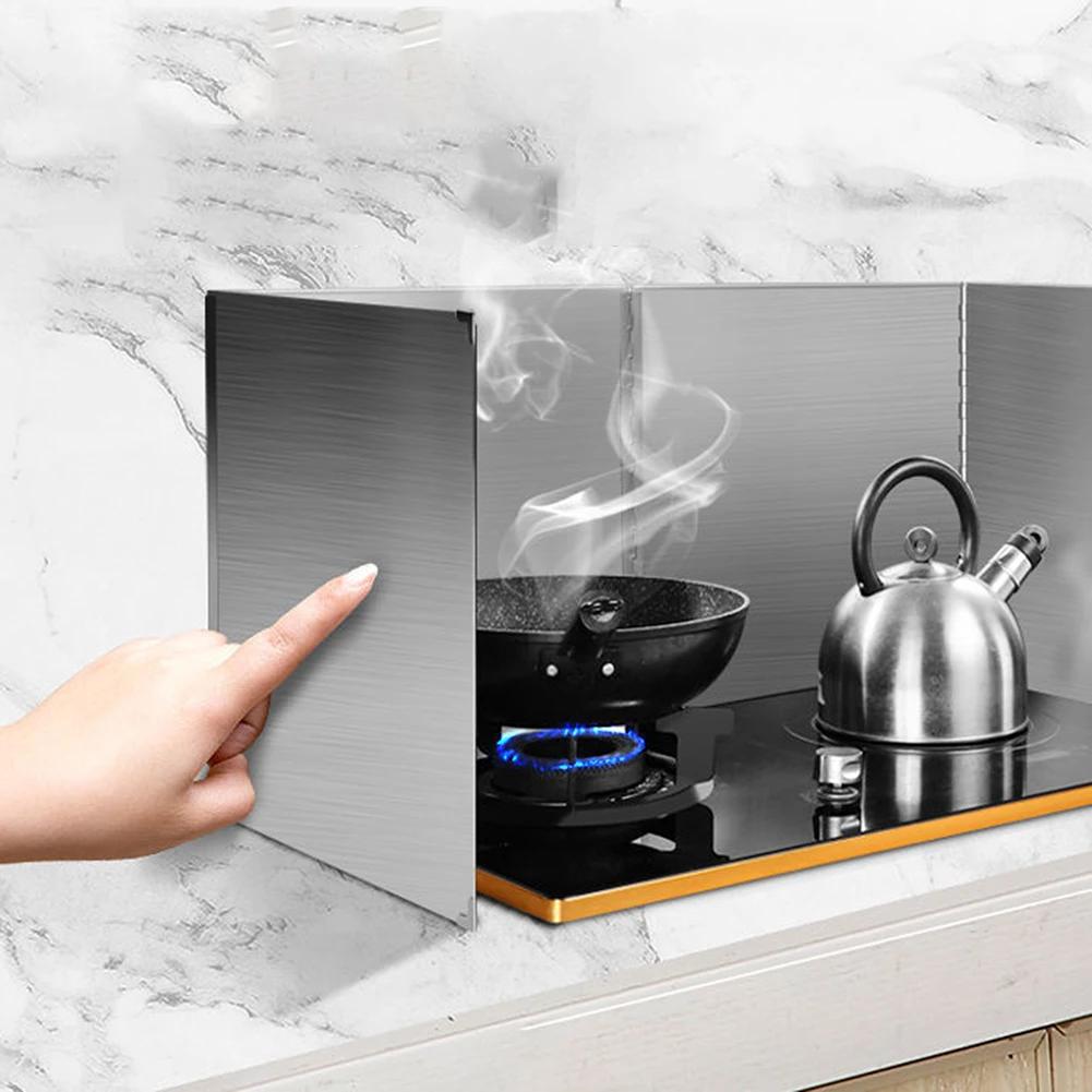 29x40cm Stainless Steel Gas Stove Baffle Foldable Frying Oil Splash Protection Screen Cover Kitchen Splashback Guard Board