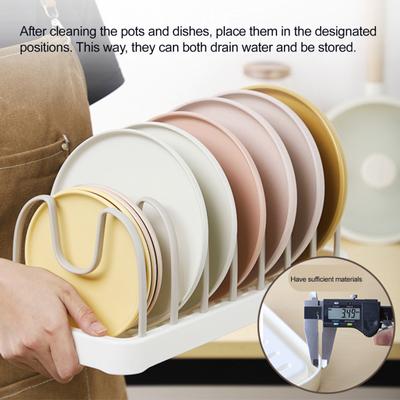 Escorredor de Louça de Bancada Rack para Tampas de Panela Organizador de Tampas de Frigideira com Compartimentos Ajustáveis para Utensílios de Assar e Pratos de Jantar Armário Bancada de Cozinha