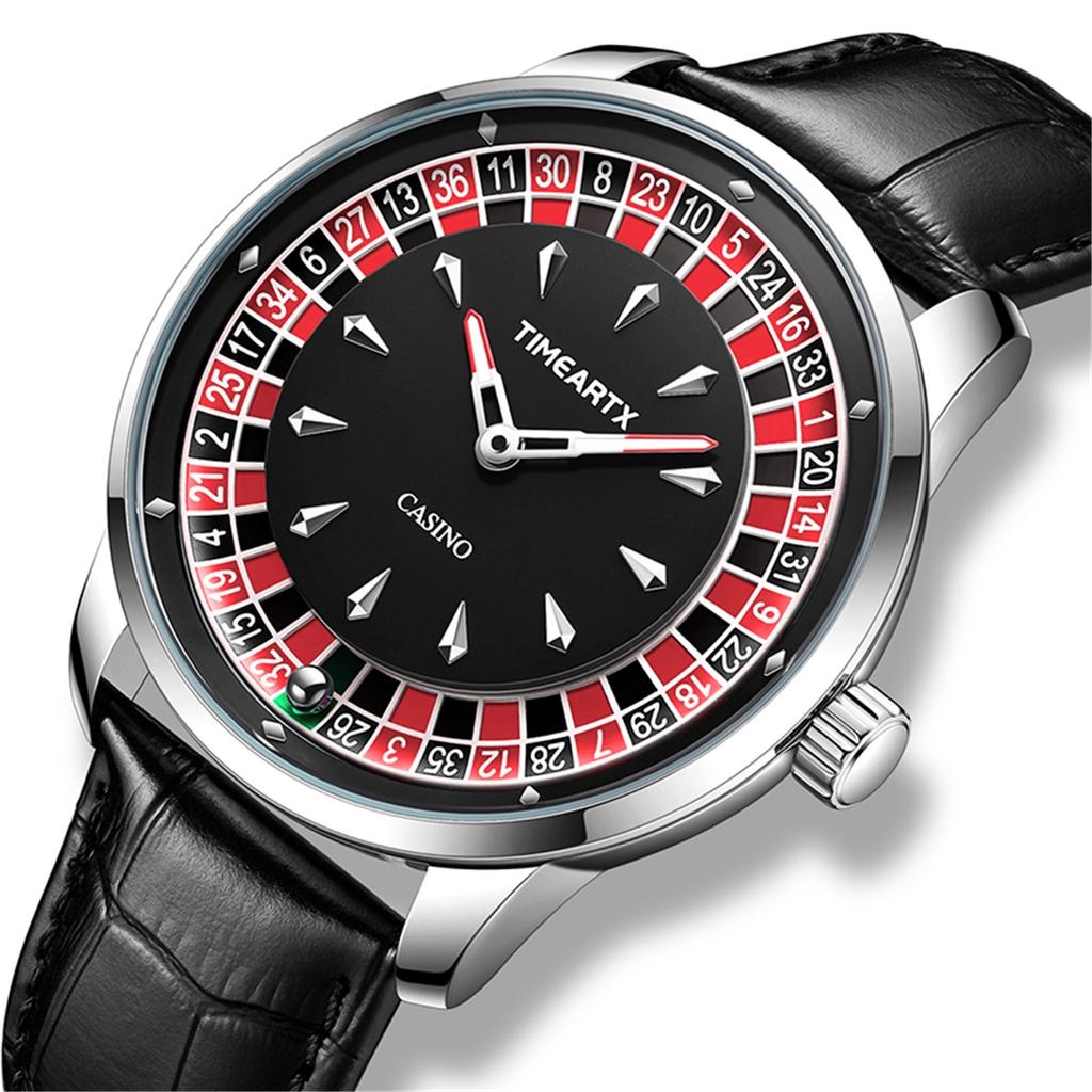 Orologio da uomo Nuovo Design Roulette Europea Gioco di Carte Moda Movimento al Quarzo Orologio da Polso in Acciaio Inossidabile