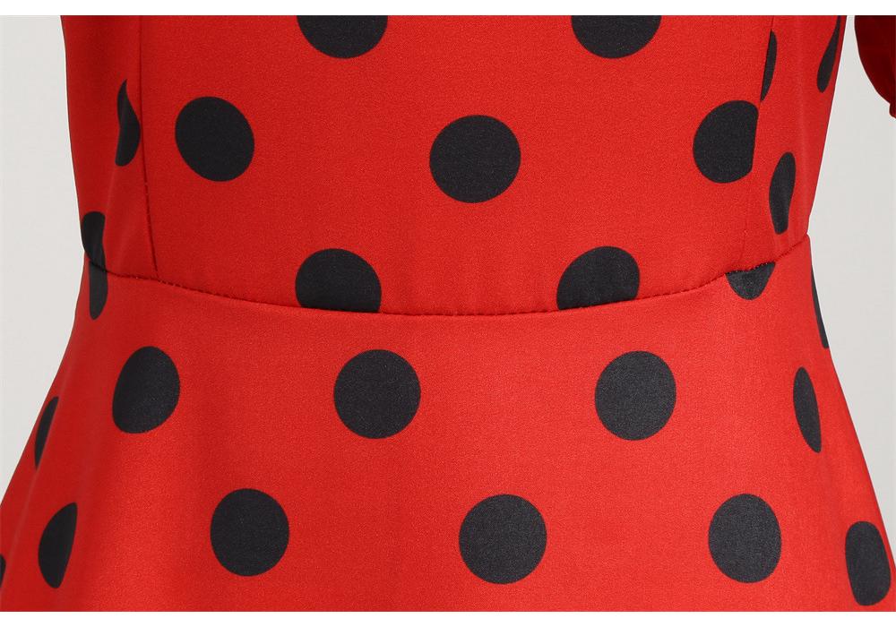 2022 Retro Polka Dot Doll Collar Short Sleeve Party Dress