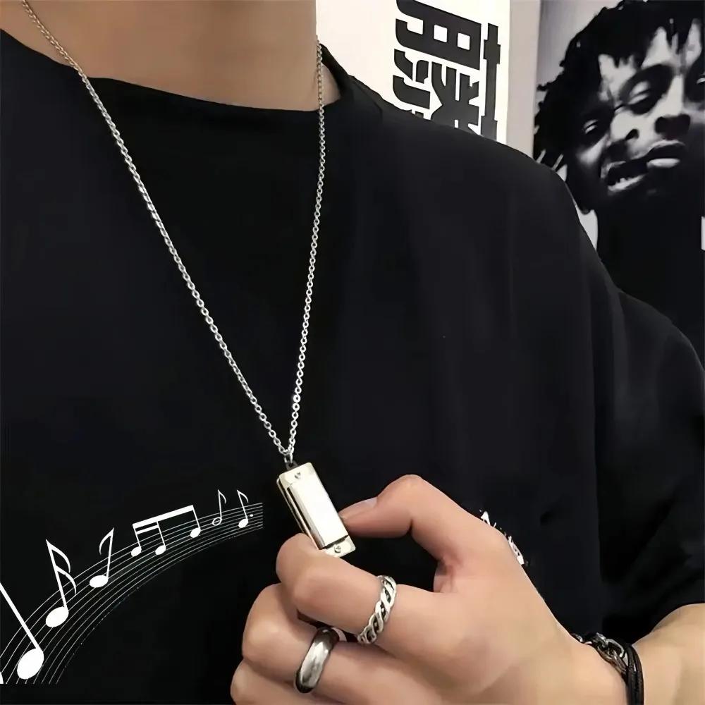 Mini Harmonica Necklace Men and Women Niche Design Sense Pendant Musical Can Blow The Sound Senior Creative Little Instruments