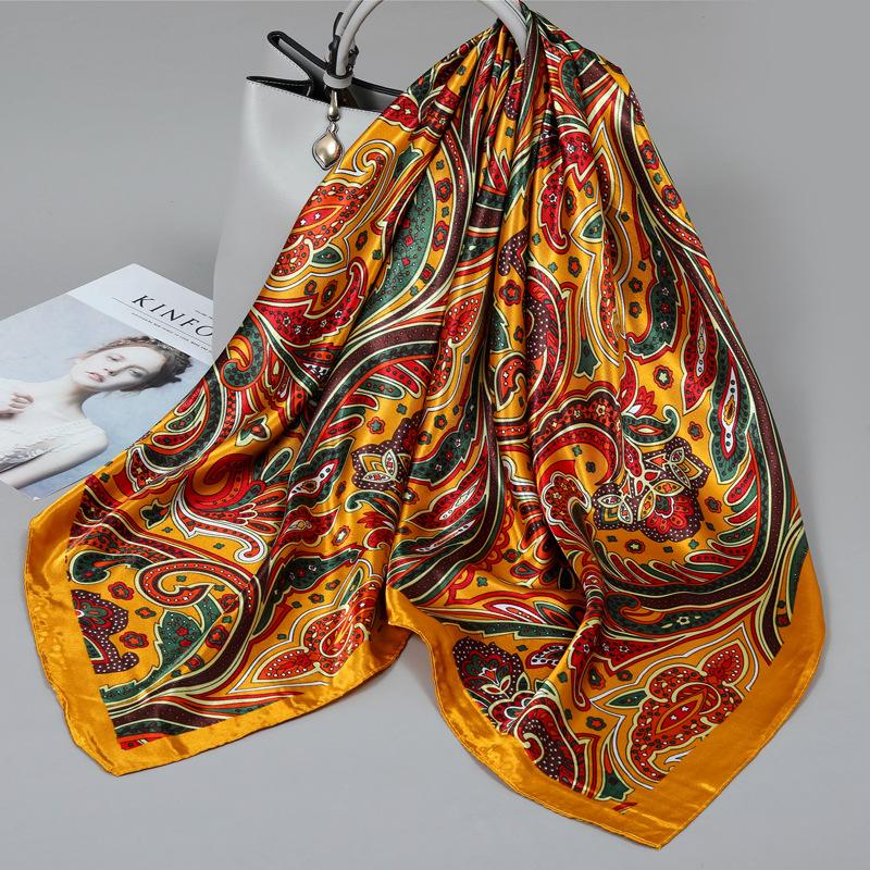 90 Square Scarves, Silk Scarves, Women's New Spring and Summer High-end Sense Versatile, Thin Scarves, Shawls Outside