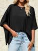 Womens Oversized Batwing T Shirt Short Sleeve Asymmetric Hem Tunic Top