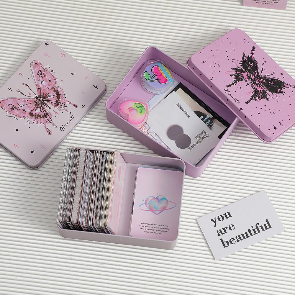 Ins Style Girl DIY Hand Account Sticker Goo Card Storage Box Student Desktop Finishing Star Card Storage Iron Box